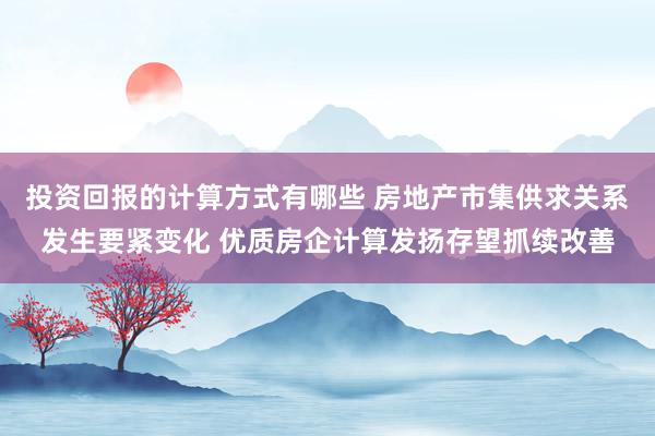 投资回报的计算方式有哪些 房地产市集供求关系发生要紧变化 优质房企计算发扬存望抓续改善