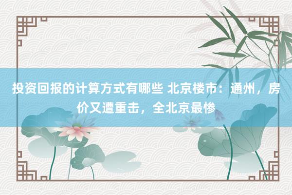 投资回报的计算方式有哪些 北京楼市：通州，房价又遭重击，全北京最惨