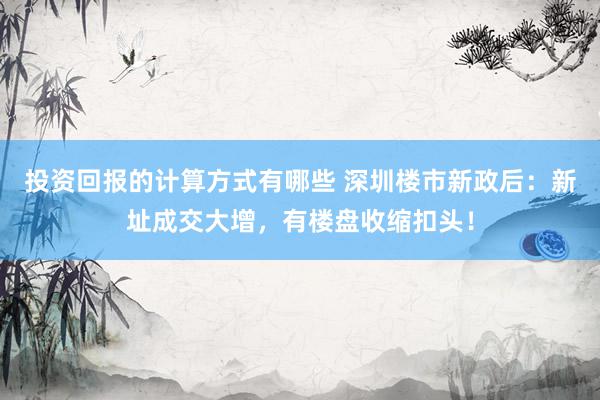 投资回报的计算方式有哪些 深圳楼市新政后：新址成交大增，有楼盘收缩扣头！