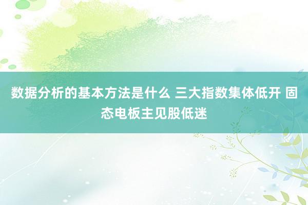 数据分析的基本方法是什么 三大指数集体低开 固态电板主见股低迷