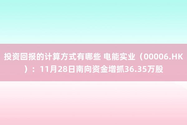 投资回报的计算方式有哪些 电能实业（00006.HK）：11月28日南向资金增抓36.35万股