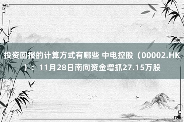 投资回报的计算方式有哪些 中电控股（00002.HK）：11月28日南向资金增抓27.15万股