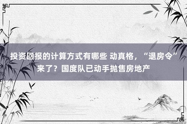 投资回报的计算方式有哪些 动真格，“退房令”来了？国度队已动手抛售房地产