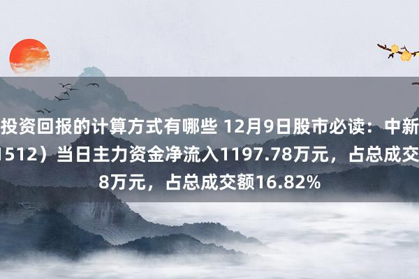 投资回报的计算方式有哪些 12月9日股市必读：中新集团（601512）当日主力资金净流入1197.78万元，占总成交额16.82%