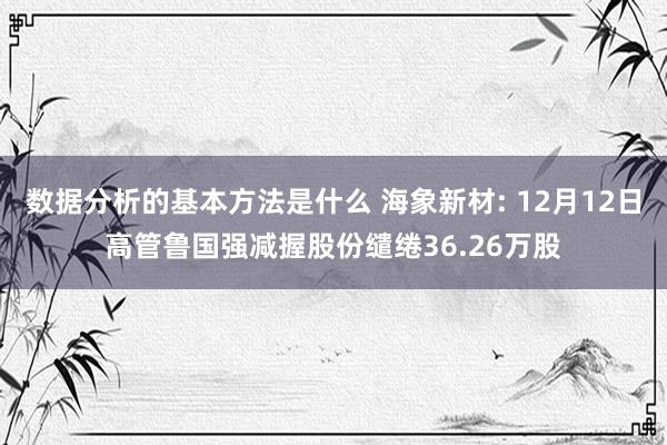 数据分析的基本方法是什么 海象新材: 12月12日高管鲁国强减握股份缱绻36.26万股