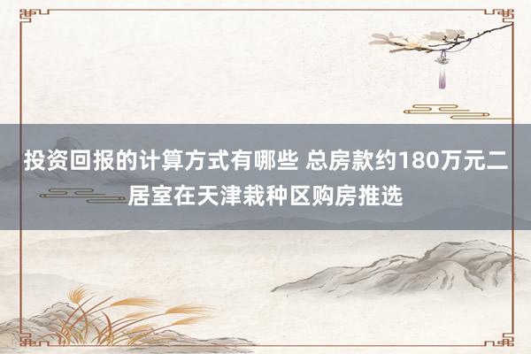 投资回报的计算方式有哪些 总房款约180万元二居室在天津栽种区购房推选