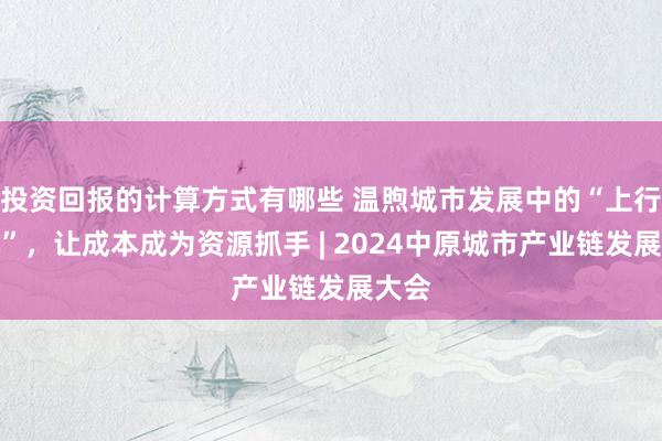 投资回报的计算方式有哪些 温煦城市发展中的“上行契机”，让成本成为资源抓手 | 2024中原城市产业链发展大会