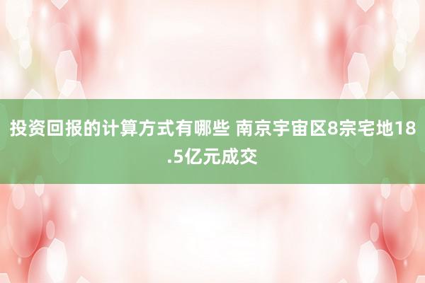 投资回报的计算方式有哪些 南京宇宙区8宗宅地18.5亿元成交