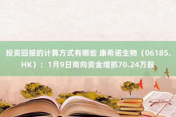 投资回报的计算方式有哪些 康希诺生物（06185.HK）：1月9日南向资金增抓70.24万股