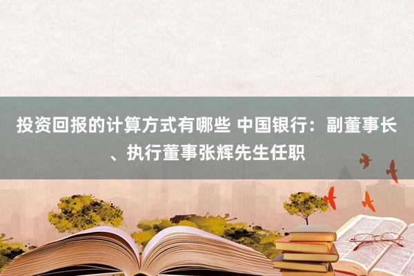 投资回报的计算方式有哪些 中国银行：副董事长、执行董事张辉先生任职