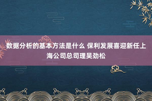 数据分析的基本方法是什么 保利发展喜迎新任上海公司总司理吴劲松