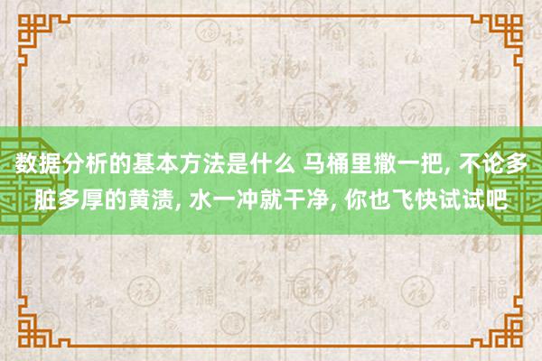 数据分析的基本方法是什么 马桶里撒一把, 不论多脏多厚的黄渍, 水一冲就干净, 你也飞快试试吧