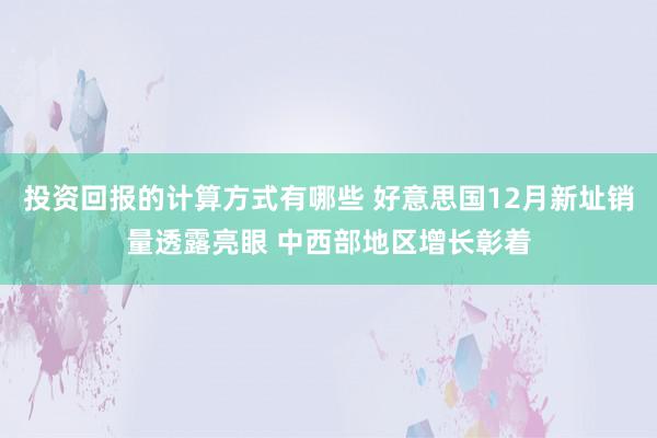 投资回报的计算方式有哪些 好意思国12月新址销量透露亮眼 中西部地区增长彰着