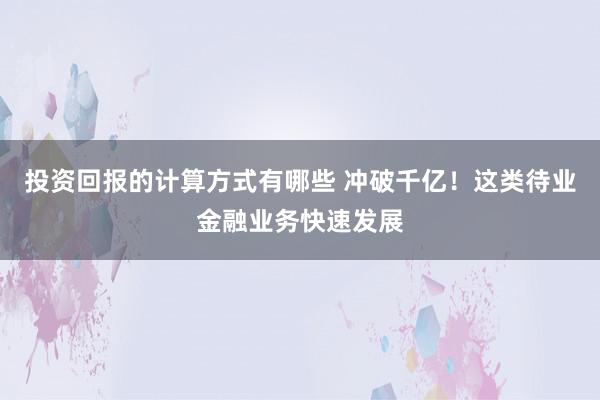 投资回报的计算方式有哪些 冲破千亿！这类待业金融业务快速发展