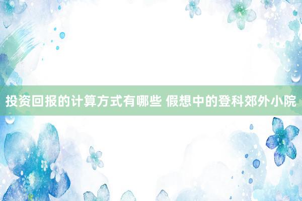 投资回报的计算方式有哪些 假想中的登科郊外小院