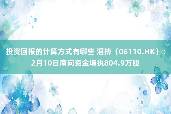 投资回报的计算方式有哪些 滔搏（06110.HK）：2月10日南向资金增执804.9万股