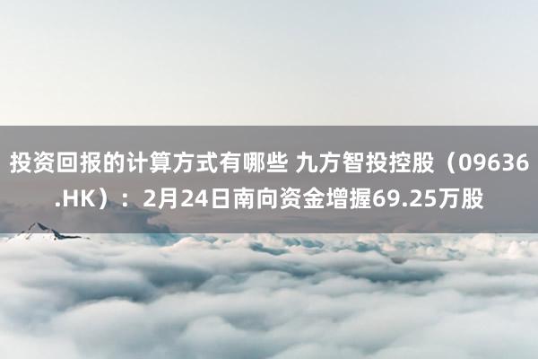 投资回报的计算方式有哪些 九方智投控股（09636.HK）：2月24日南向资金增握69.25万股