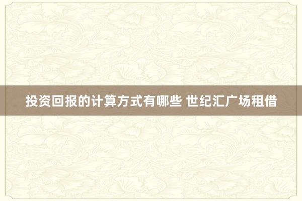 投资回报的计算方式有哪些 世纪汇广场租借