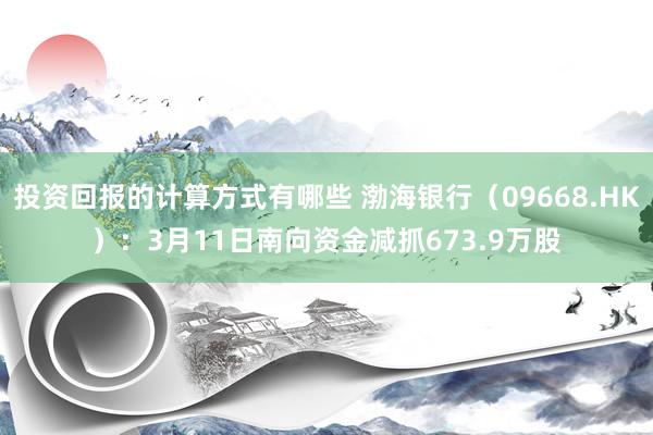 投资回报的计算方式有哪些 渤海银行（09668.HK）：3月11日南向资金减抓673.9万股