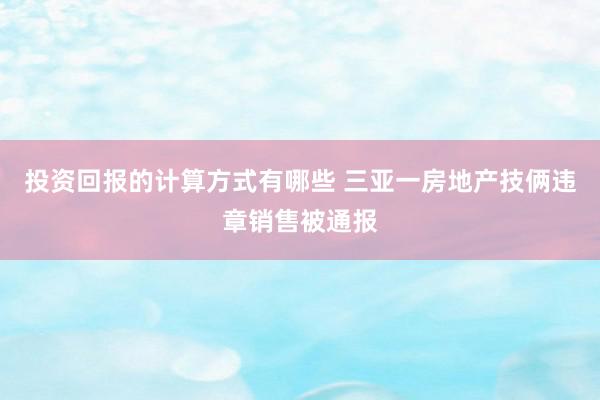 投资回报的计算方式有哪些 三亚一房地产技俩违章销售被通报