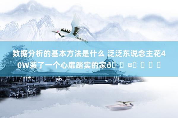 数据分析的基本方法是什么 泛泛东说念主花40W装了一个心扉踏实的家🟤⚪️⚫️