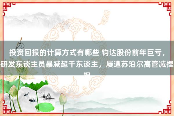 投资回报的计算方式有哪些 钧达股份前年巨亏，研发东谈主员暴减超千东谈主，屡遭苏泊尔高管减捏